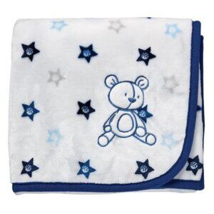 George Baby Teddy Bear Security Blanket With Applique Blue Stars NWT